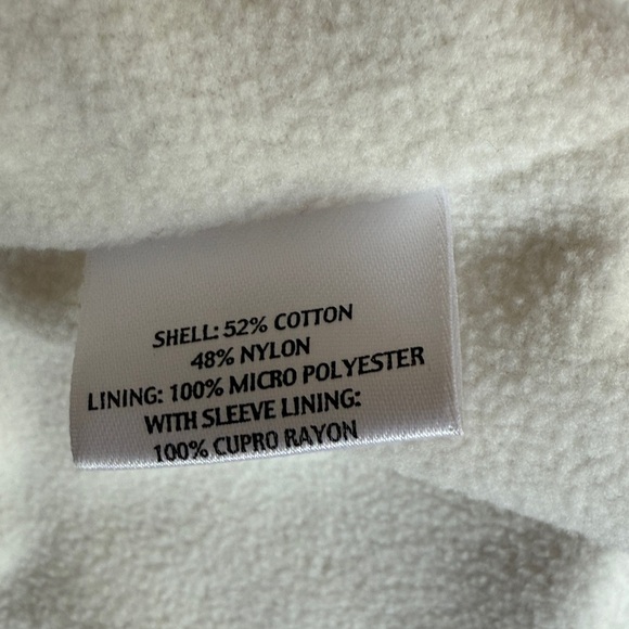 Eileen Fisher Fleece Cream Hooded Trench Coat Sz L - Picture 7 of 8